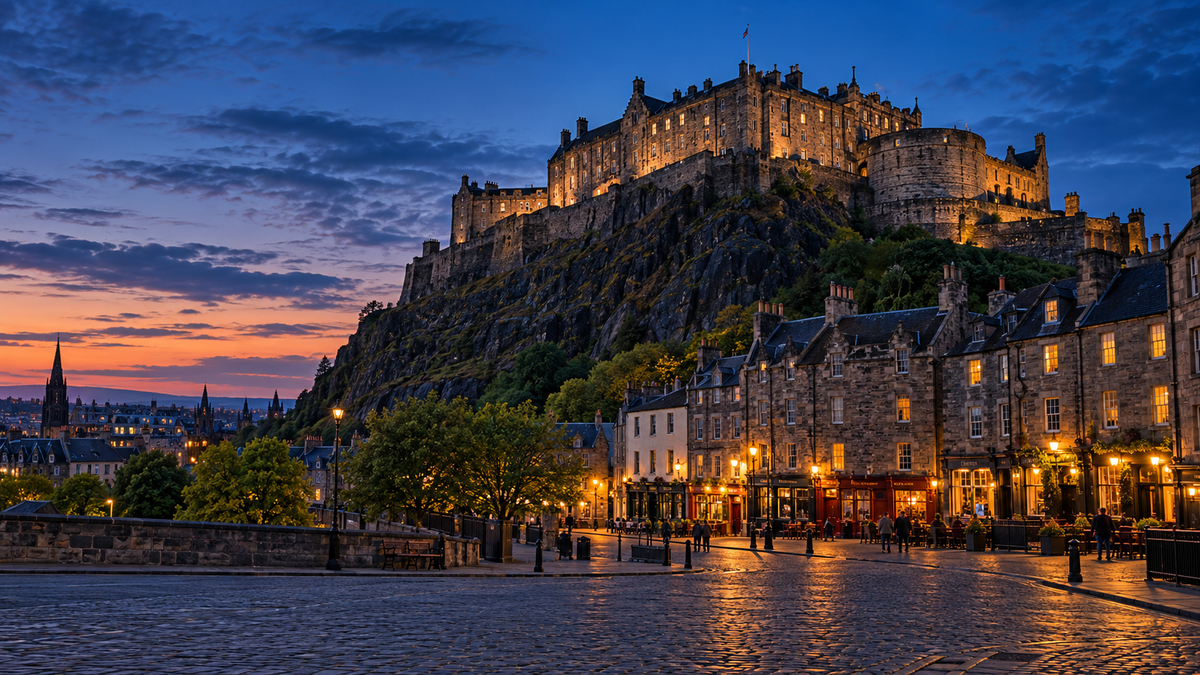 Edinburgh Castle on Castle Rock above the Grassmarket