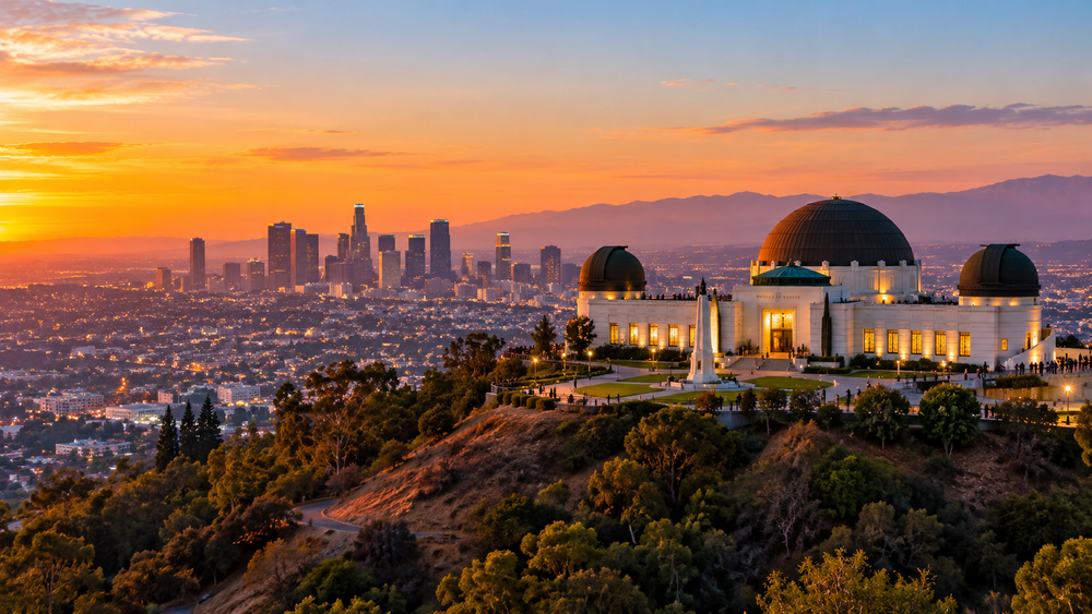 The Griffith Observatory overlooking the Los Angeles basin