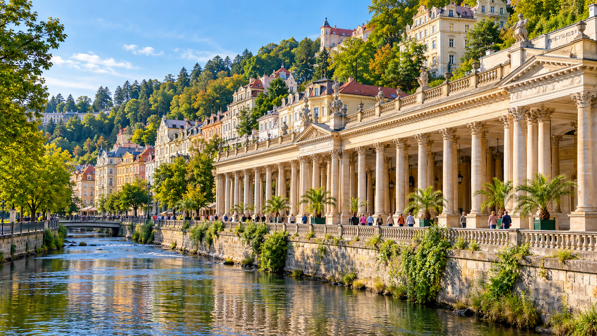 The Mill Colonnade on the Teplá river in Karlovy Vary