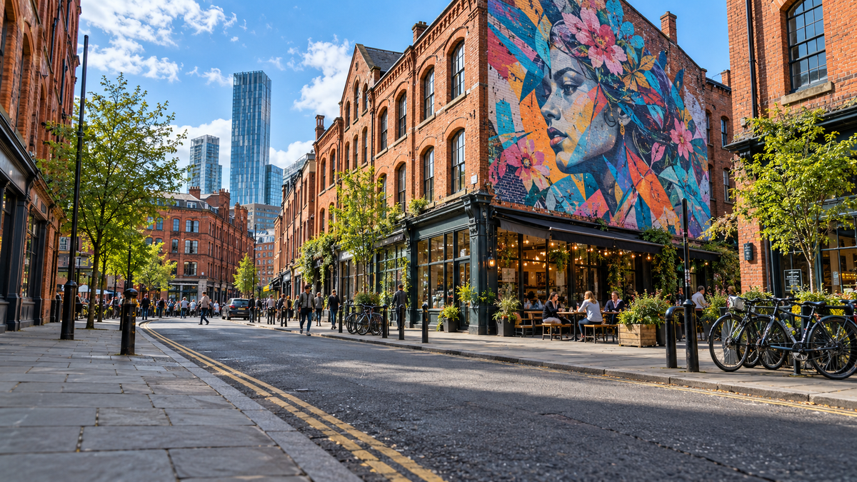 Street art and independent shops in Manchester's Northern Quarter
