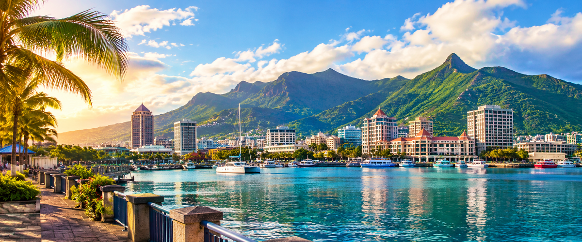Port Louis, the capital of Mauritius, with the mountains behind