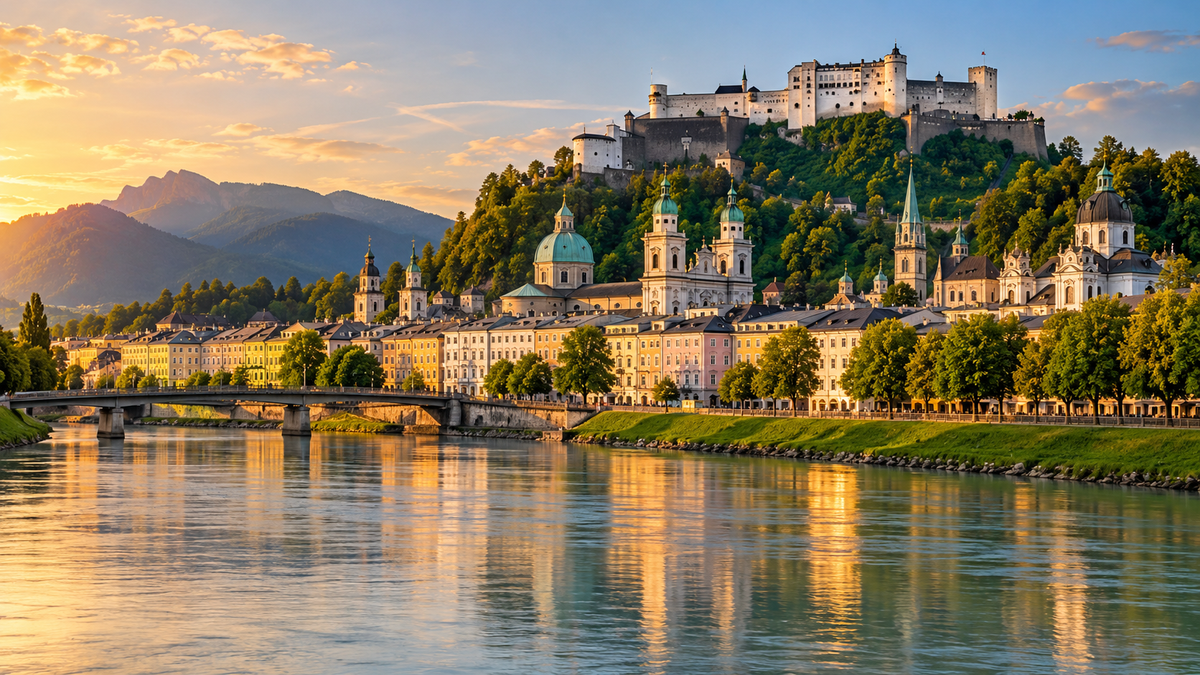 Hohensalzburg Fortress above Salzburg's Old Town and the Salzach river