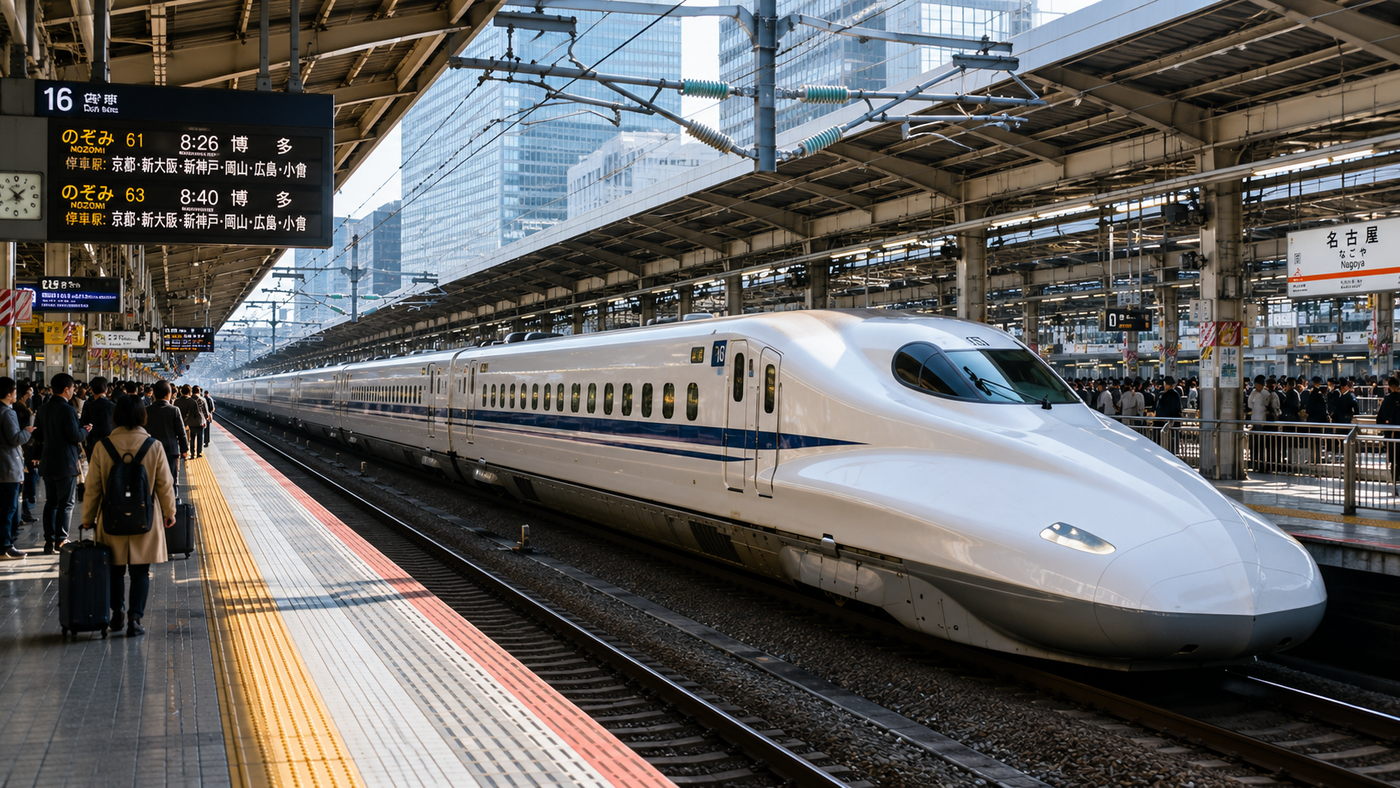 A Shinkansen waiting at the platform at Tokyo Station
