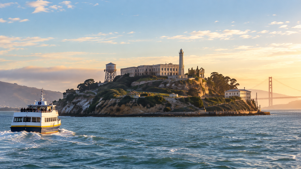 Alcatraz Island seen from the bay