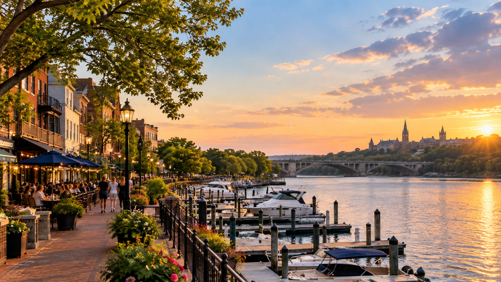 Georgetown's waterfront on the Potomac River