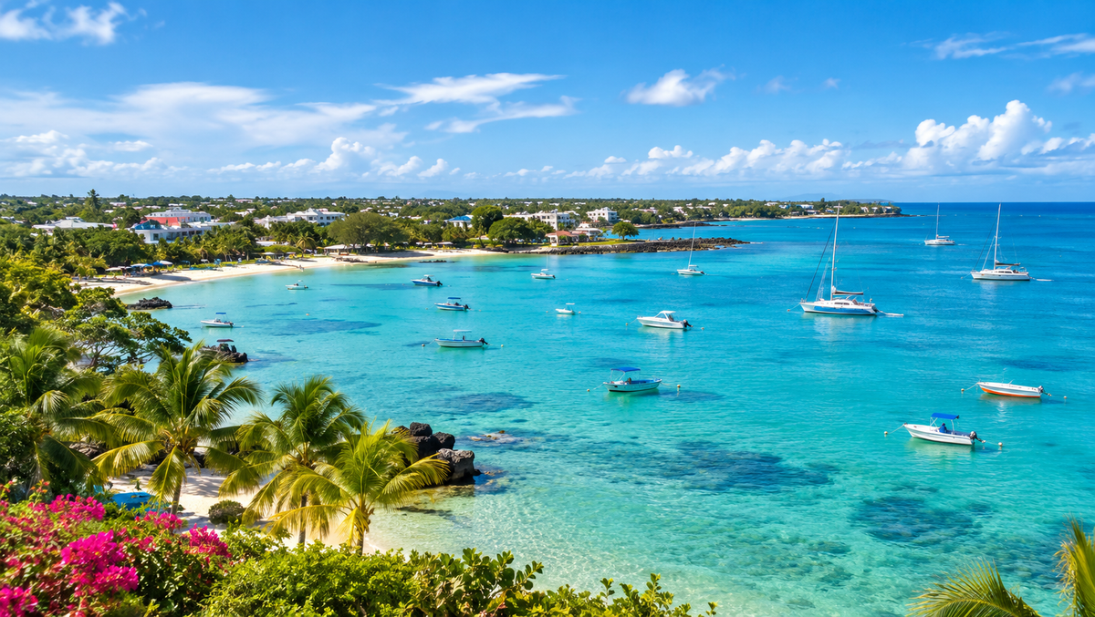 The bay at Grand Baie on the north coast of Mauritius