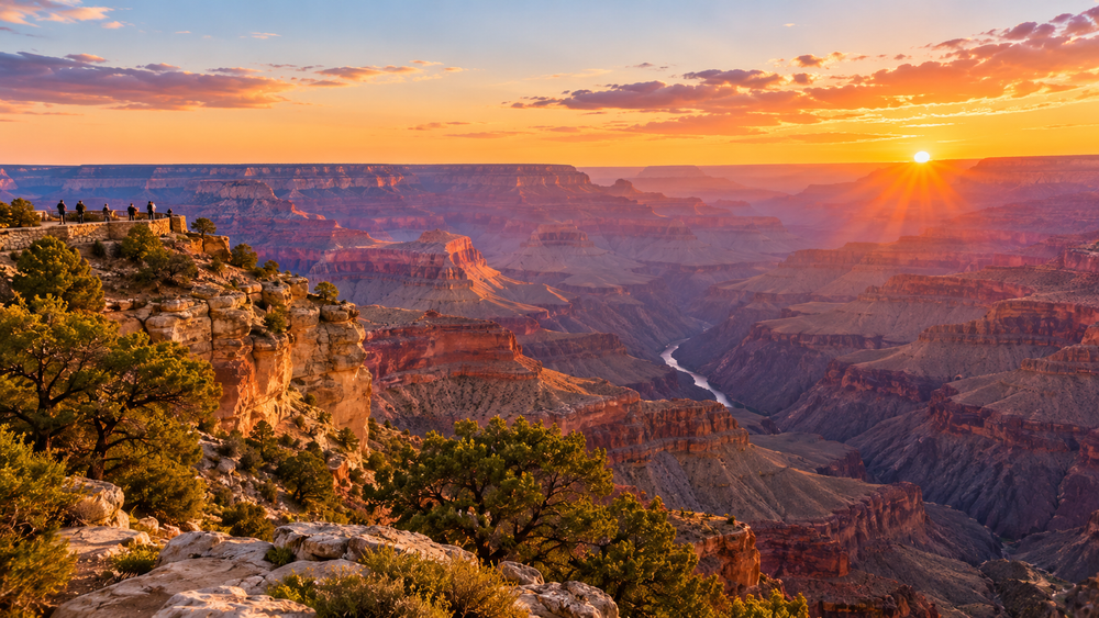 The Grand Canyon's South Rim at sunrise
