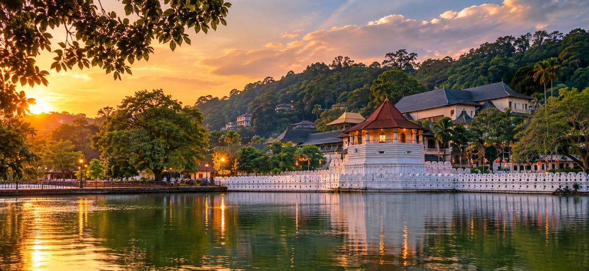 The Temple of the Sacred Tooth Relic beside Kandy Lake
