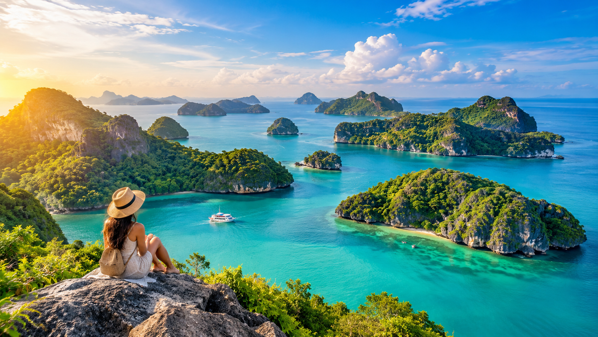 The limestone islands and lagoons of Ang Thong National Marine Park near Koh Samui