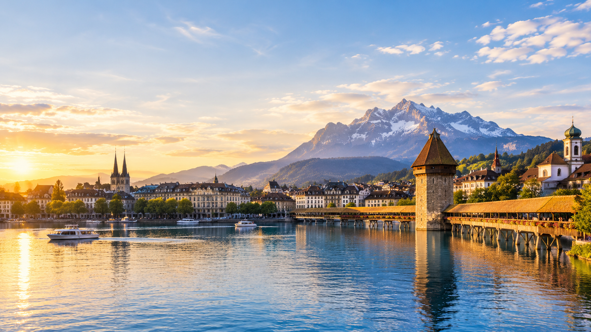 The Chapel Bridge and Water Tower on the Reuss, Lucerne