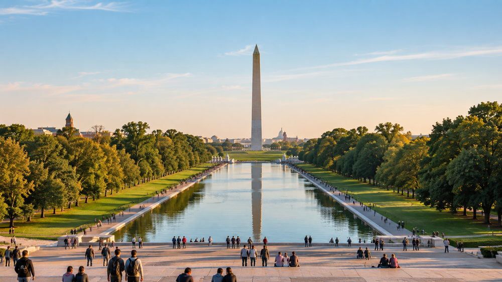 The National Mall looking toward the Washington Monument