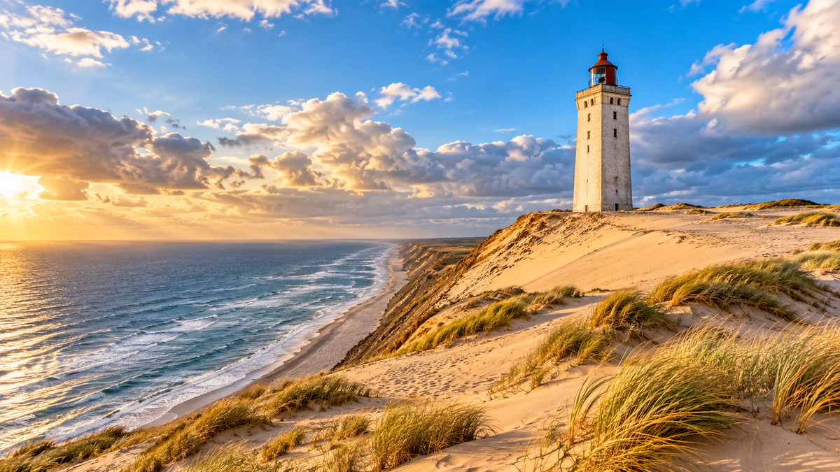 Rubjerg Knude Lighthouse among the dunes on the North Jutland coast