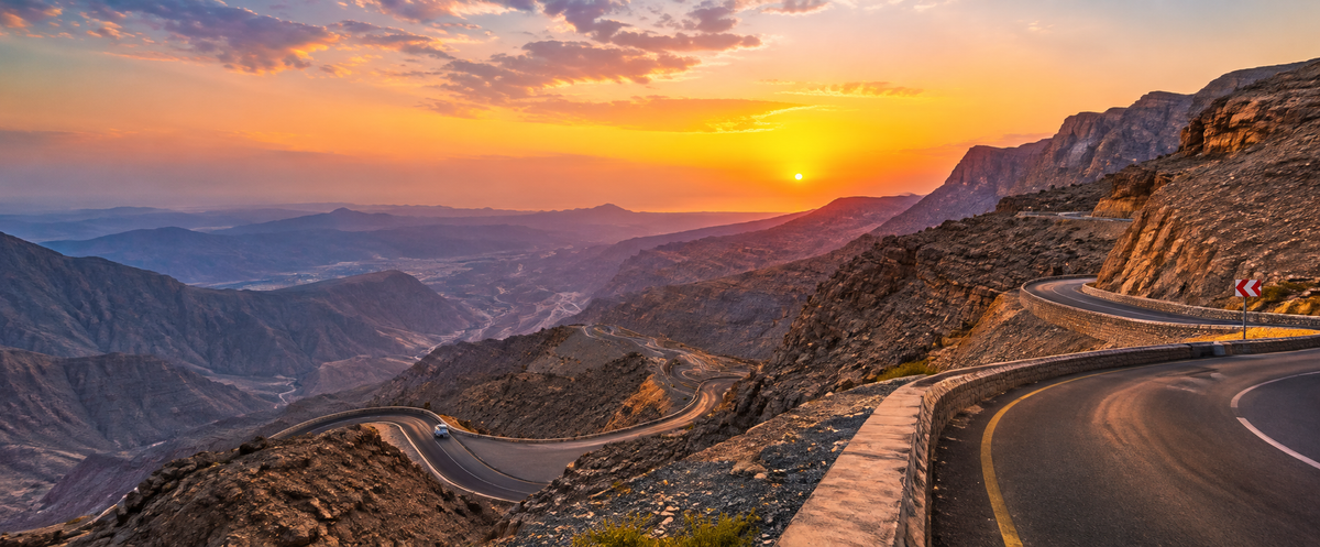 The Hajar mountains and the winding road up Jebel Jais, Ras Al Khaimah