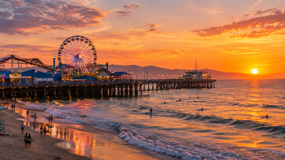 Santa Monica Pier at sunset